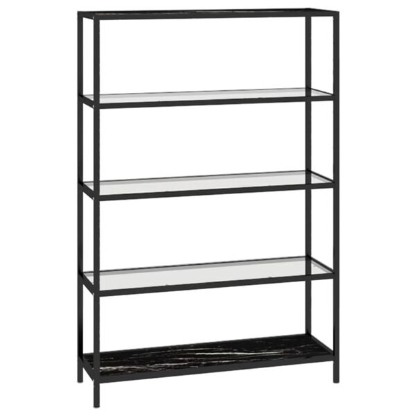 vidaXL Shelf Black Marble and Transparent 100x36x168 cm Tempered Glass