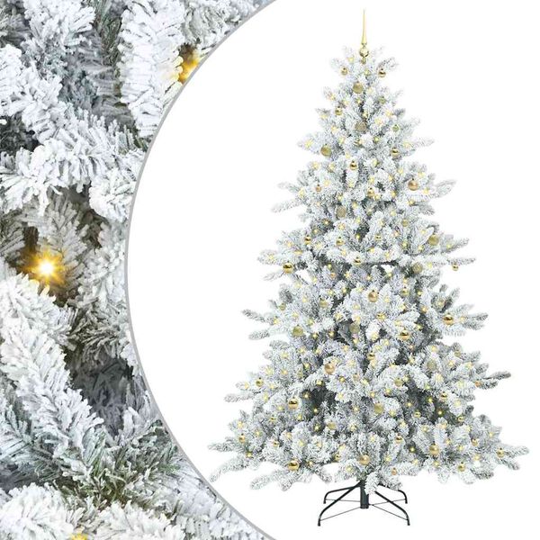 vidaXL Artificial Hinged Christmas Tree White 240 cm PVC and Steel