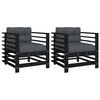 vidaXL Garden Chairs with Cushions 2 pcs Black Solid Wood Pine