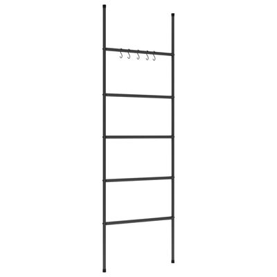 vidaXL Towel Rack Ladder with 5 Tiers Black 58x175 cm Iron