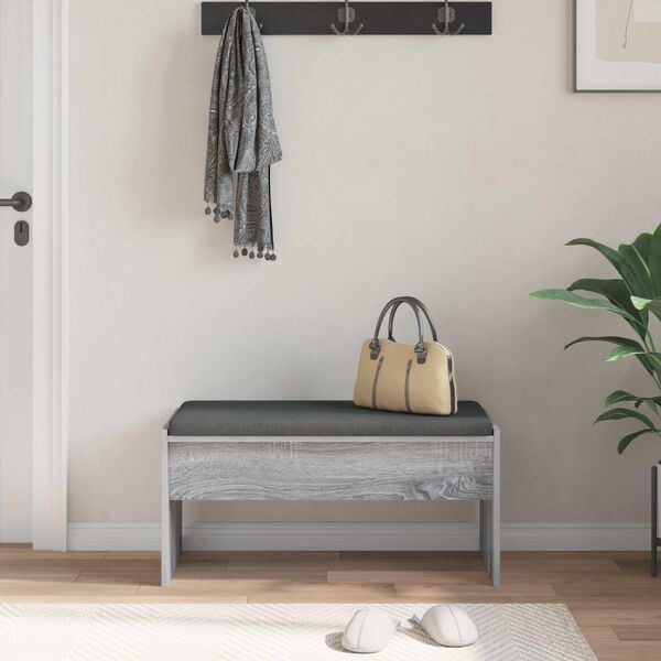 vidaXL Hall Bench with Cushion Grey Sonoma 83 x 38 x 40 cm