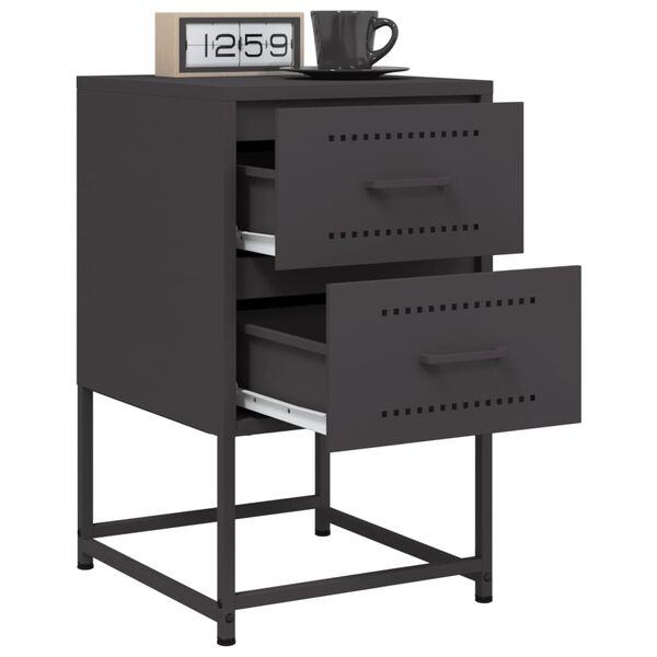 vidaXL Bedside Cabinet Black 36x39x60.5 cm Steel