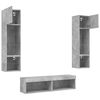 vidaXL 6 Piece TV Wall Units with LED Concrete Grey Engineered Wood
