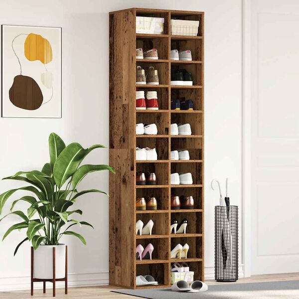 vidaXL Shoe Cabinet Old Wood 54x34x183 cm Engineered Wood