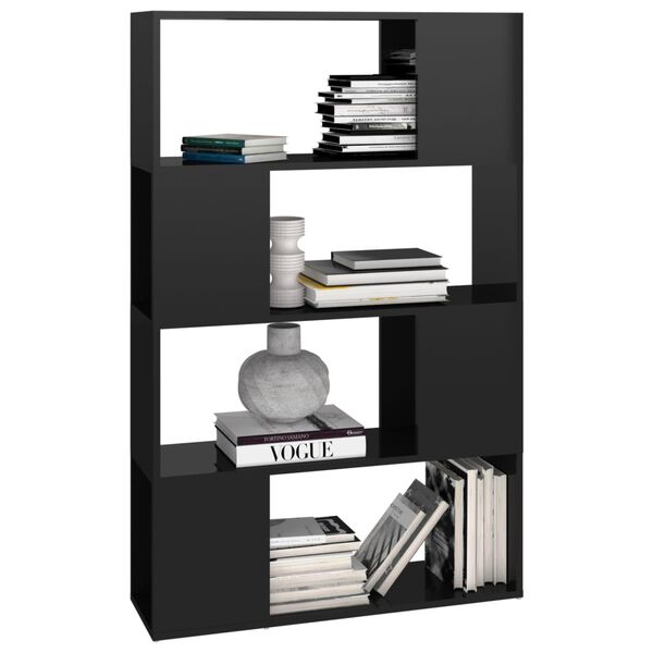 vidaXL Book Cabinet Room Divider High Gloss Black 80x24x124.5 cm