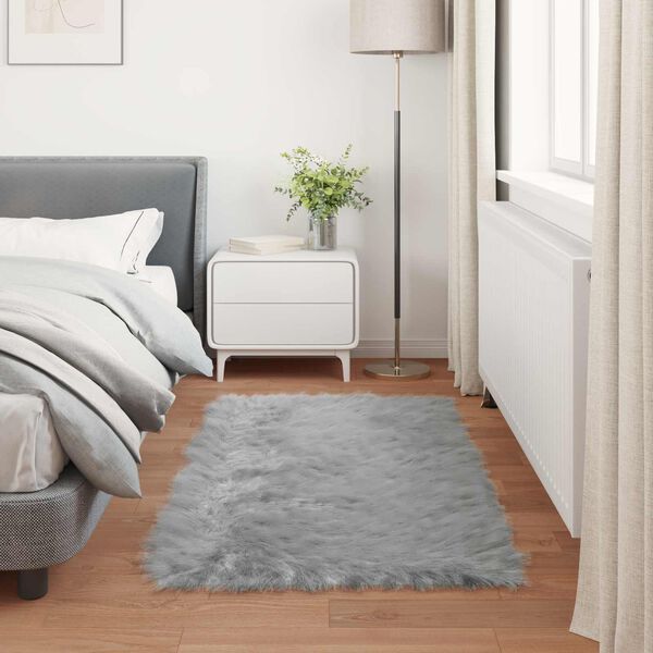 vidaXL Faux Sheepskin Rug Tafalla Grey 80 x 150 cm Polyester