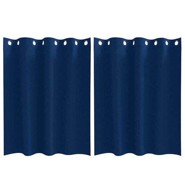 vidaXL Blackout Curtains with Rings 2 pcs Dark Blue 140 x 140 cm