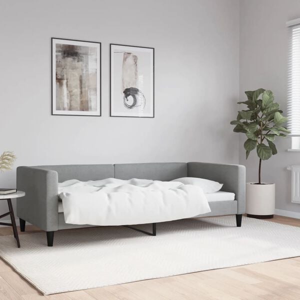 vidaXL Day Bed without Mattress Light Grey 90x190 cm Single Fabric
