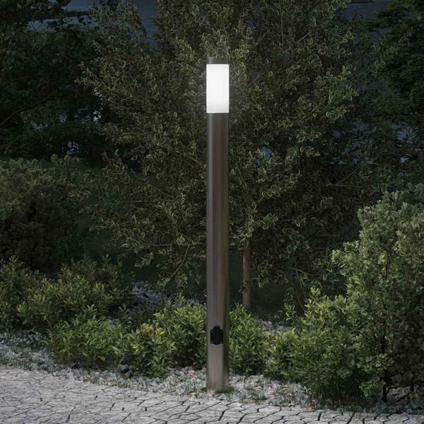vidaXL Bollard Light with Outlet 110 cm Stainless Steel IP44