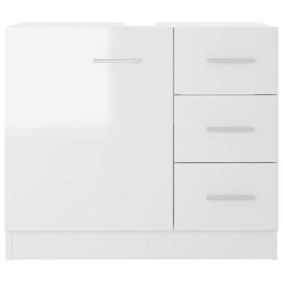 vidaXL Sink Cabinet High Gloss White 63x30x54 cm Engineered Wood