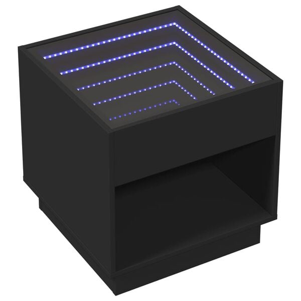 vidaXL Coffee Table with Infinity LED Black 50x50x50 cm