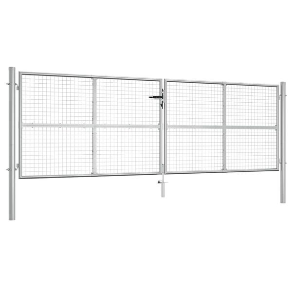 vidaXL Garden Gate Galvanised Steel 400x125 cm Silver