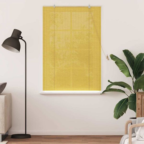 vidaXL Roller Blind with Curtains Manual Yellow 100 x 160 cm Bamboo