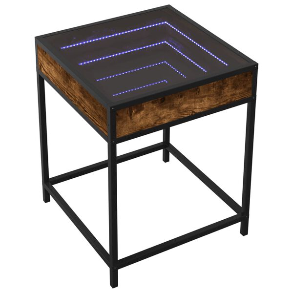 vidaXL Bedside Table with Infinity LED Smoked Oak 40x40x51 cm