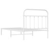 vidaXL Metal Bed Frame without Mattress with Headboard White 100x190cm