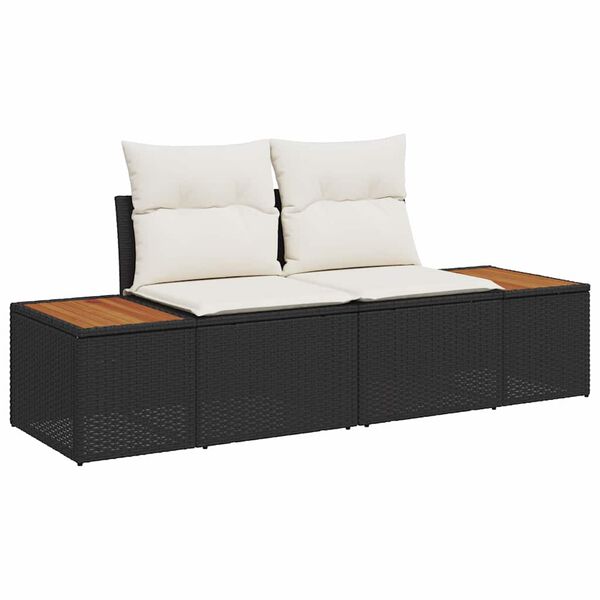vidaXL Garden Sofa Black 184 x 62 x 85cm Poly Rattan