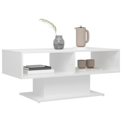 vidaXL Coffee Table High Gloss White 103.5x50x44.5 cm Engineered Wood