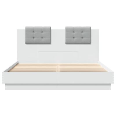 vidaXL Bed Frame with Headboard White 140x200 cm Engineered Wood