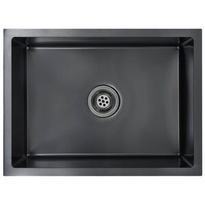 vidaXL Handmade Kitchen Sink Black Stainless Steel
