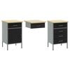 vidaXL Work Cabinet with Drawer 7 pcs Black 150 x 55 x 200 cm