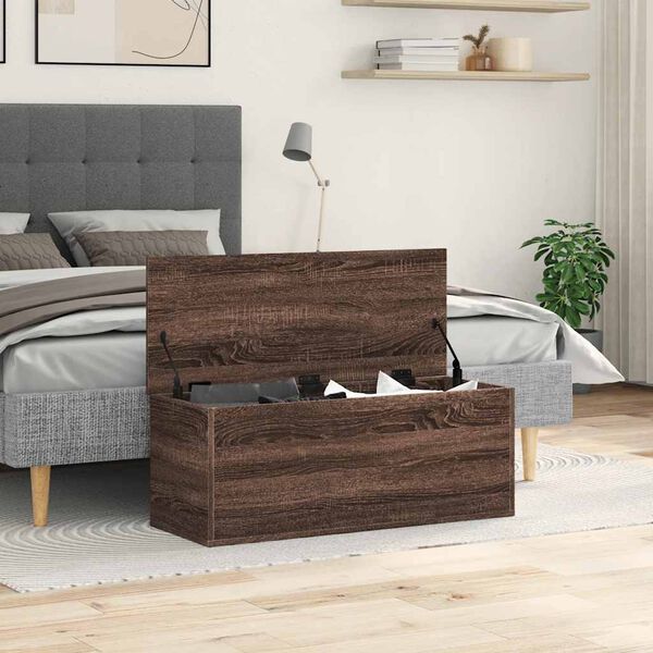 vidaXL Storage Box Brown Oak 90x35x35 cm Engineered Wood