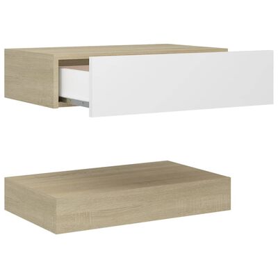 vidaXL Bedside Cabinets 2 pcs White and Sonoma Oak 60x35 cm Engineered Wood