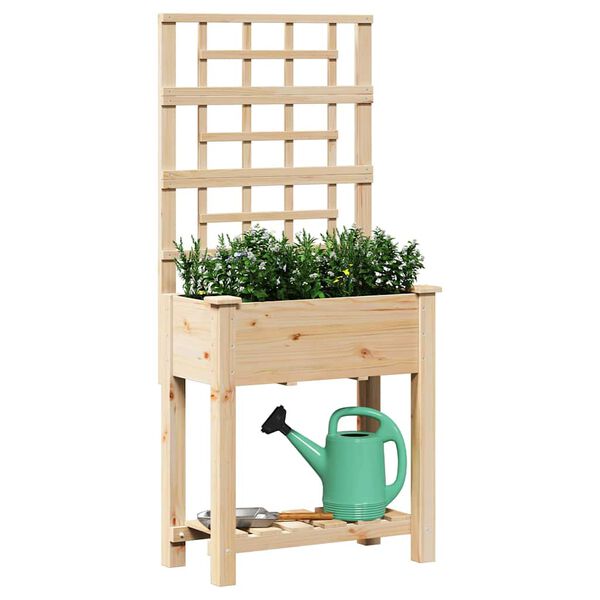 vidaXL Garden Planter with Shelf Beige 71 x 38 x 152 cm Solid Fir Wood