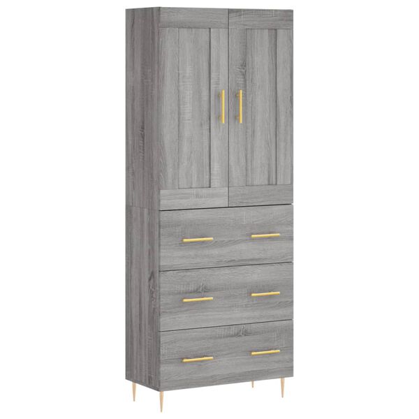 vidaXL Highboard Grey Sonoma 69.5x34x180 cm Engineered Wood