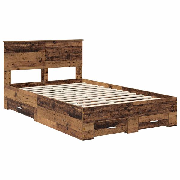 vidaXL Bed Frame with Headboard Old Wood 120 x 190 cm Engineered Wood