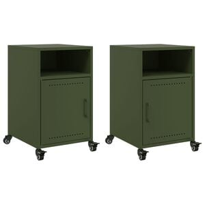 vidaXL Bedside Cabinets 2 pcs Olive Green 36x39x59 cm Steel