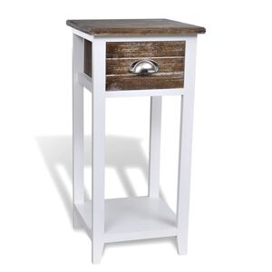 vidaXL Nightstand with 1 Drawer Brown and White