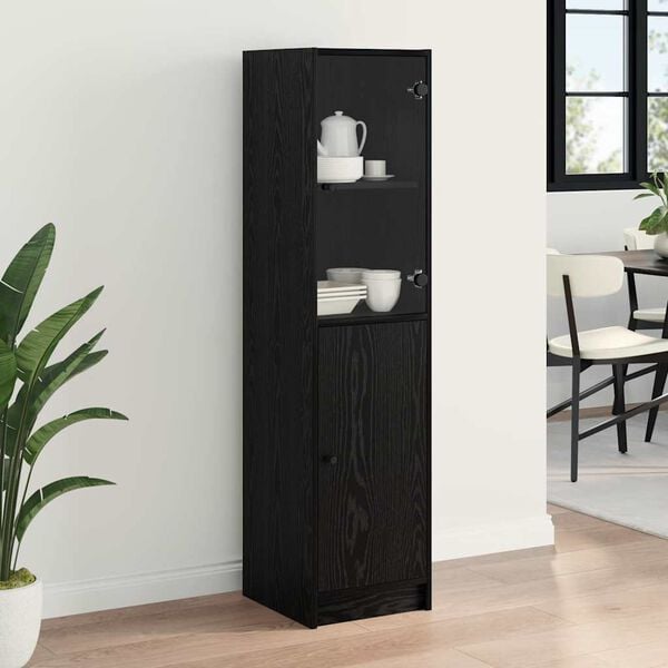 vidaXL Highboard Black Oak 35 x 37 x 142 cm Engineered Wood
