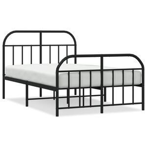 vidaXL Metal Bed Frame without Mattress with Footboard Black 120x200cm