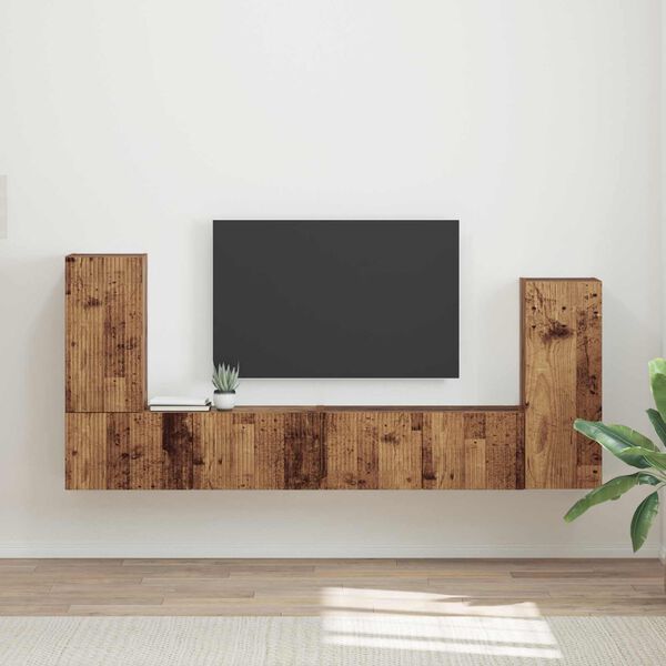 vidaXL TV Cabinet Set 4 pcs Old Wood Engineered Wood