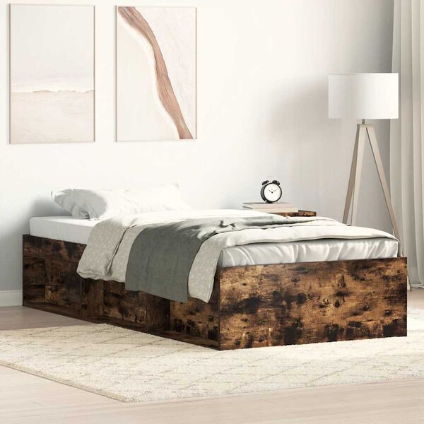 vidaXL Bed Frame without Mattress Smoked Oak 90x190 cm Single