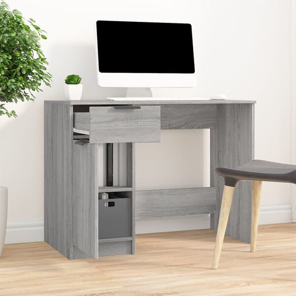 vidaXL Desk Grey Sonoma 100x50x75 cm Engineered Wood