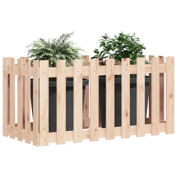 vidaXL Garden Raised Bed with Fence Design 100x50x70 cm Solid Wood Pine