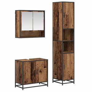 vidaXL Bathroom Furniture Set 3 pcs Old Wood Engineered Wood