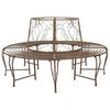 vidaXL Tree Bench 8-Seater &Oslash; 160 x 89 cm Steel Antique Brown Round