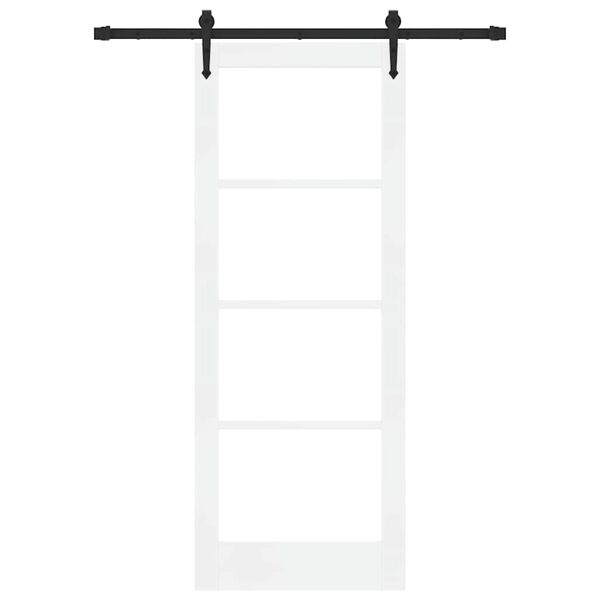 vidaXL Sliding Door ORKDAL White 78 x 202 cm Solid Pine Wood and Glass