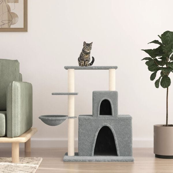 vidaXL Cat Tree with Sisal Scratching Posts Light Grey 83 cm