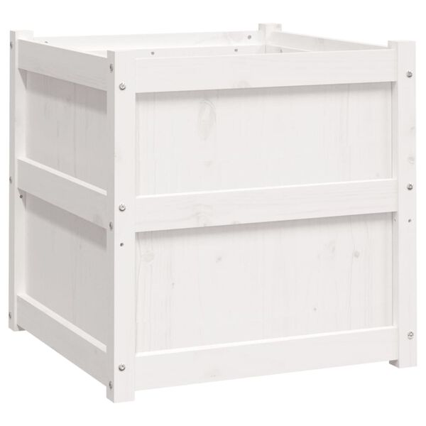 vidaXL Garden Planter White 60x60x60 cm Solid Wood Pine