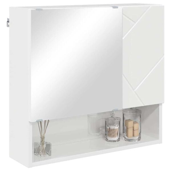 vidaXL Mirror Cabinet High Gloss White 59 x 17 x 55 cm Engineered Wood