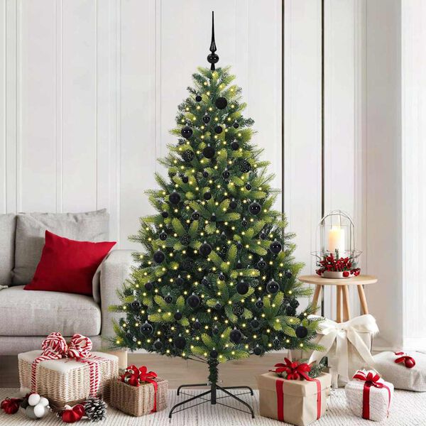 vidaXL Artificial Hinged Christmas Tree 300 LEDs Green 180 cm