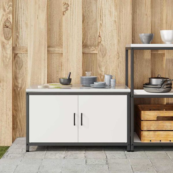 vidaXL Kitchen Storage with Shelf White 90 x 50 x 53 cm Steel