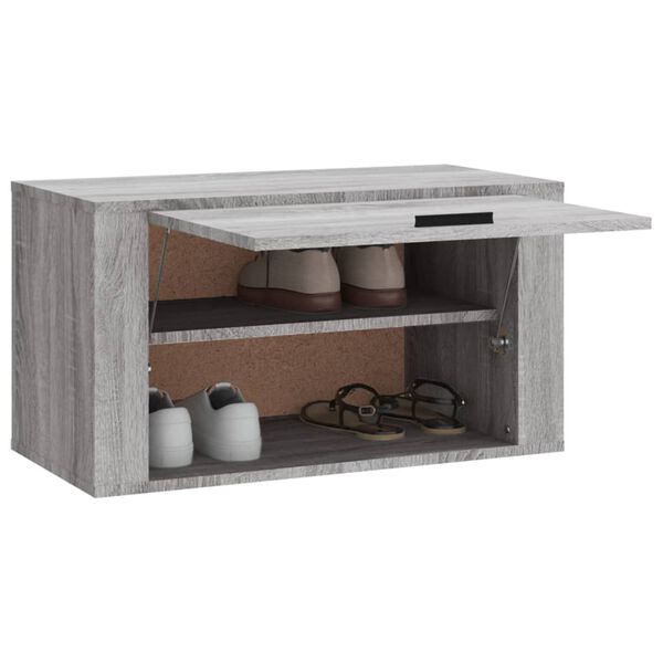vidaXL Wall-mounted Shoe Cabinet Grey Sonoma 70x35x38 cm Solid Wood Pine
