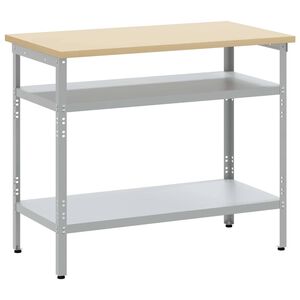 vidaXL Work Table with Shelf Grey 100 x 55 x 85 cm Powder-Coated Steel
