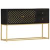 vidaXL Sideboard Black and Gold 120x30x75 cm Solid Mango Wood