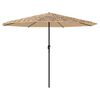 vidaXL Garden Parasol with LEDs and Steel Pole Brown 388x388x248 cm
