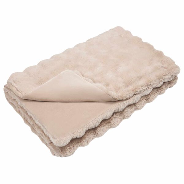 vidaXL Faux Rabbit Fur Blanket Beige 240 x 270 cm Polyester